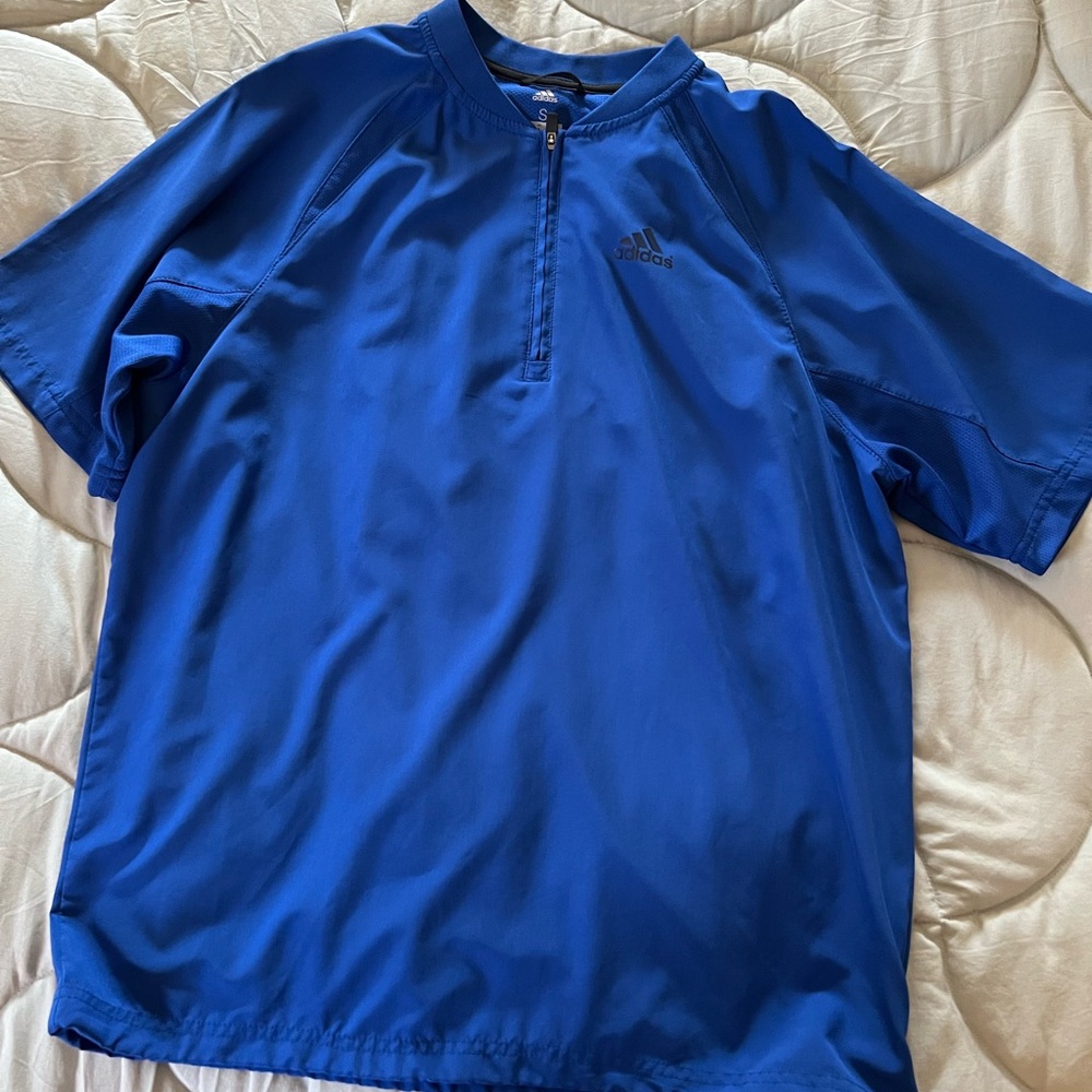Adidas Royal Blue Short Sleeve Athletic Warmup Quarter-Zip Pullover